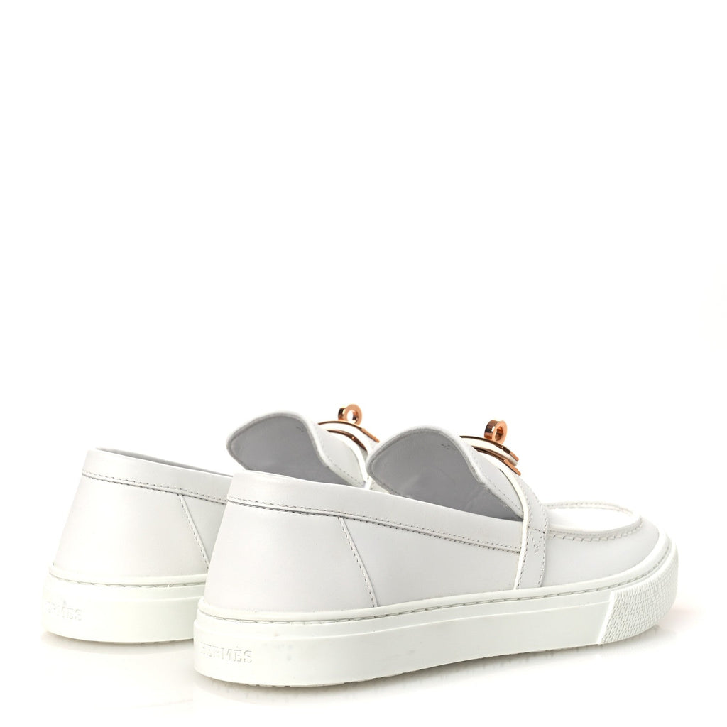CALFSKIN GAME SLIP ON SNEAKERS WHITE