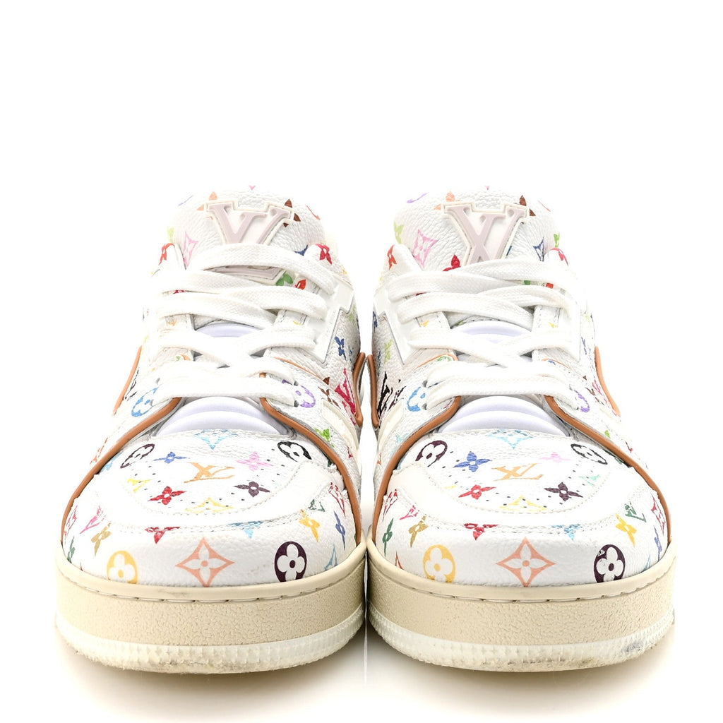 LV X TM CALFSKIN MONOGRAM MULTICOLOR WOMENS LV TRAINER SNEAKERS WHITE