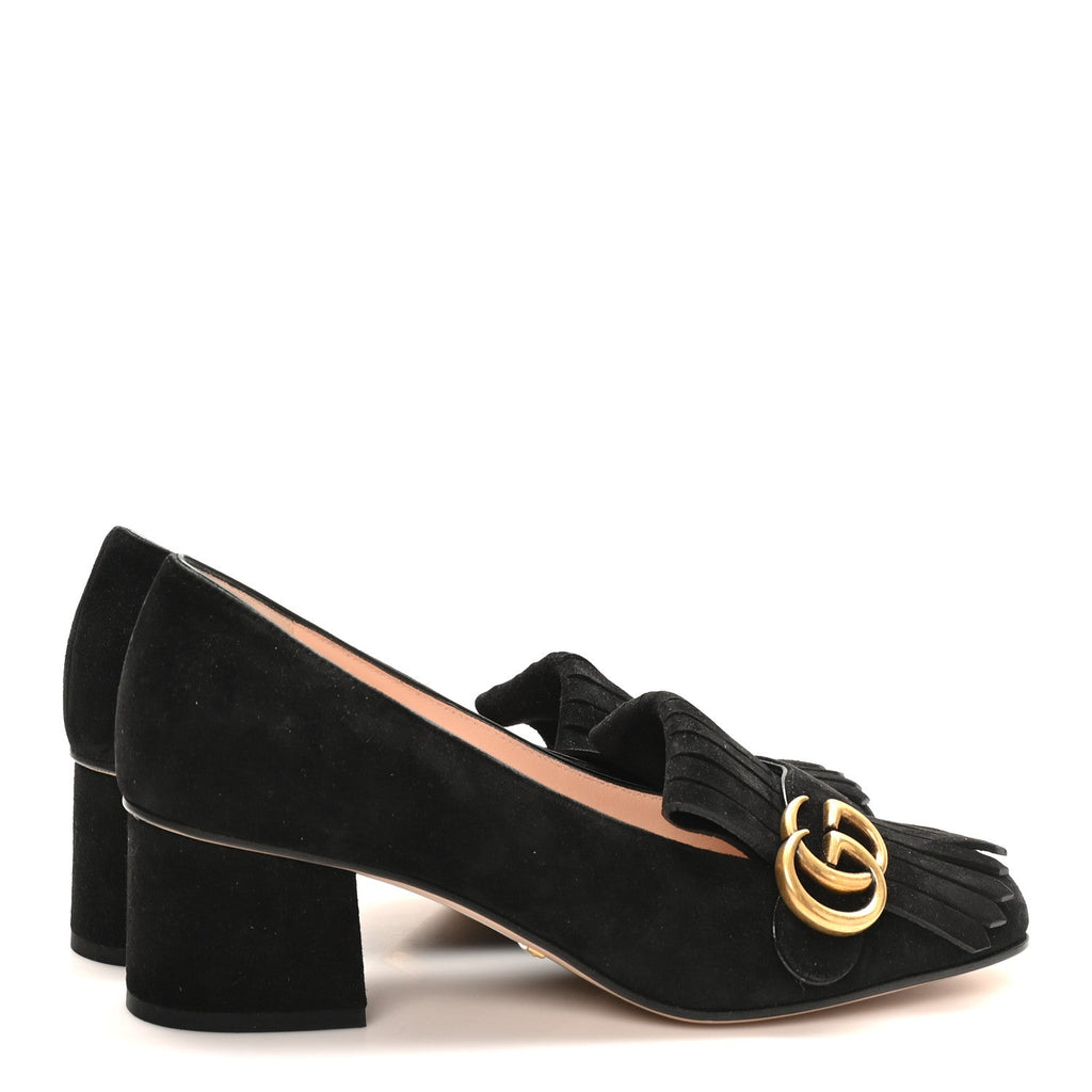 KID SCAMOSCIATO GG MARMONT FRINGE 50MM LOAFER PUMPS BLACK