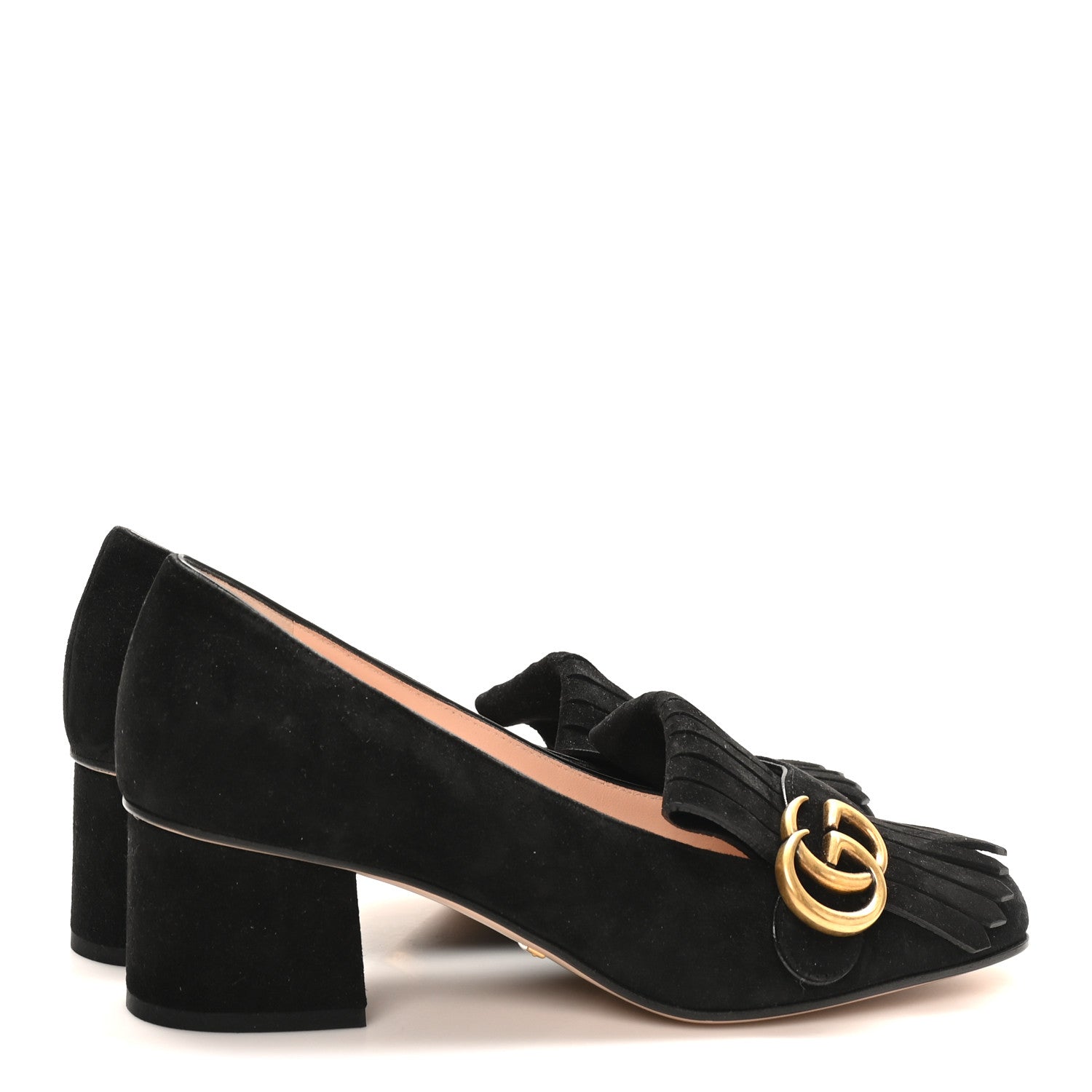 KID SCAMOSCIATO GG MARMONT FRINGE 50MM LOAFER PUMPS BLACK