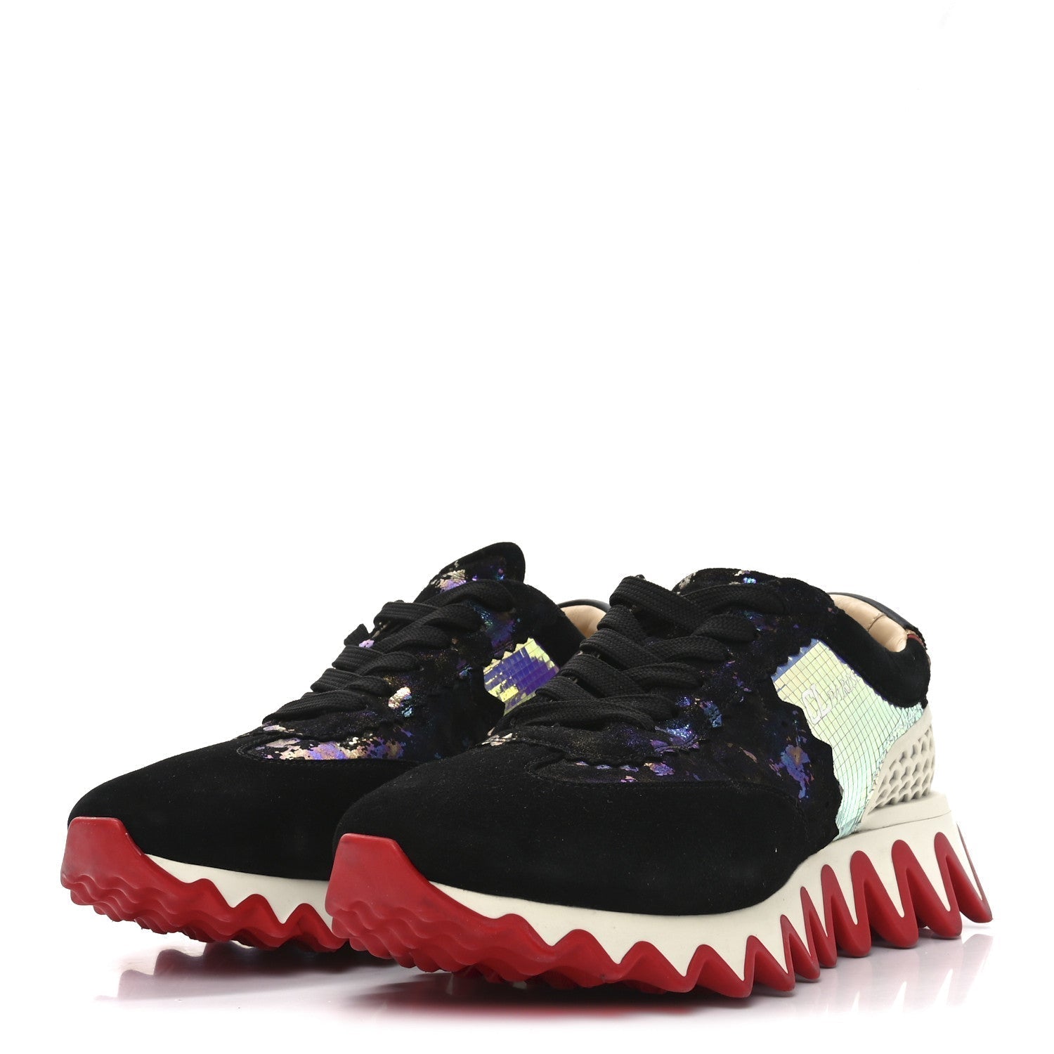 SUEDE MESH CALFSKIN LOUBISHARK SNEAKERS BLACK MULTICOLOR