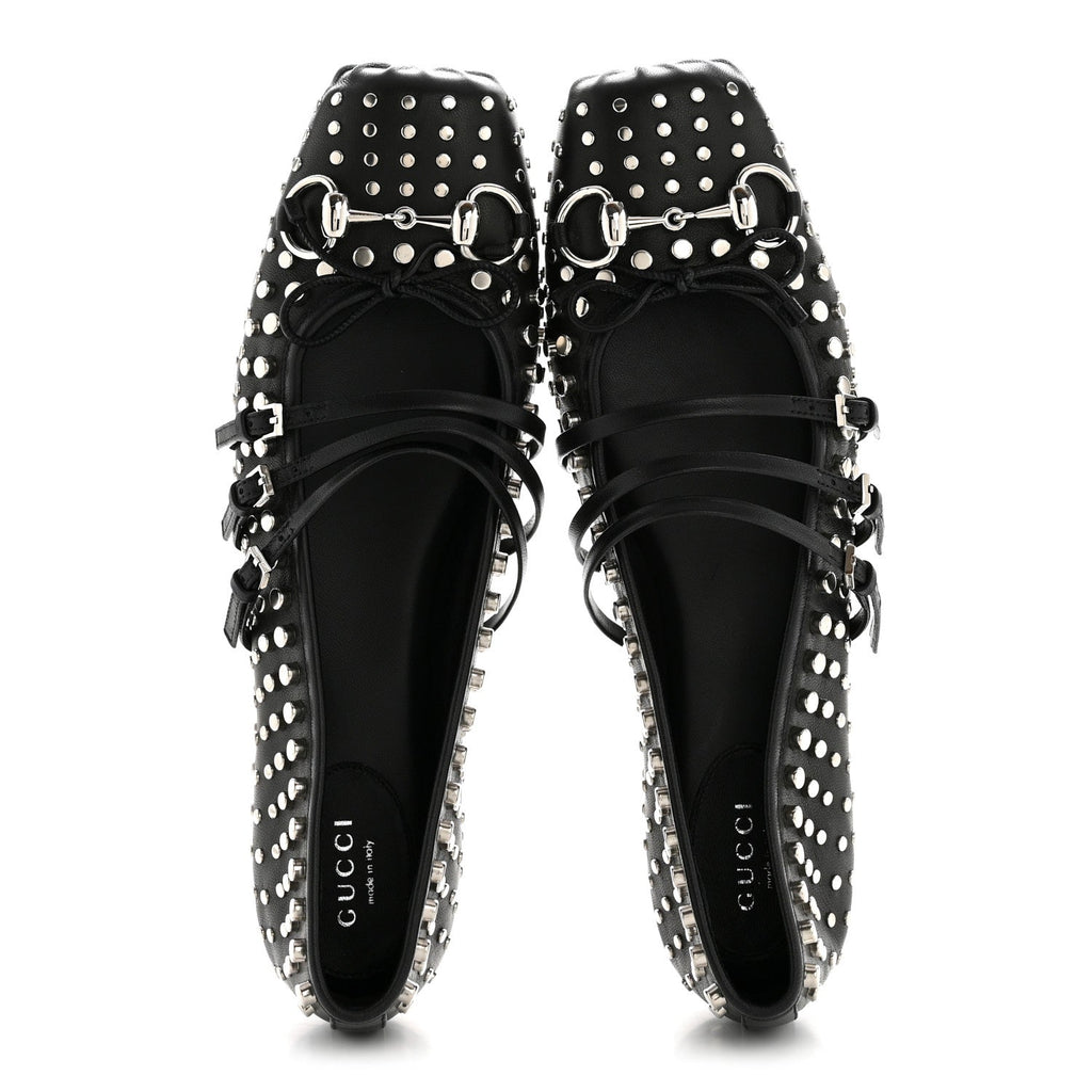 NAPPA CARMAQUE STUDDED HORSEBIT BALLET FLATS BLACK