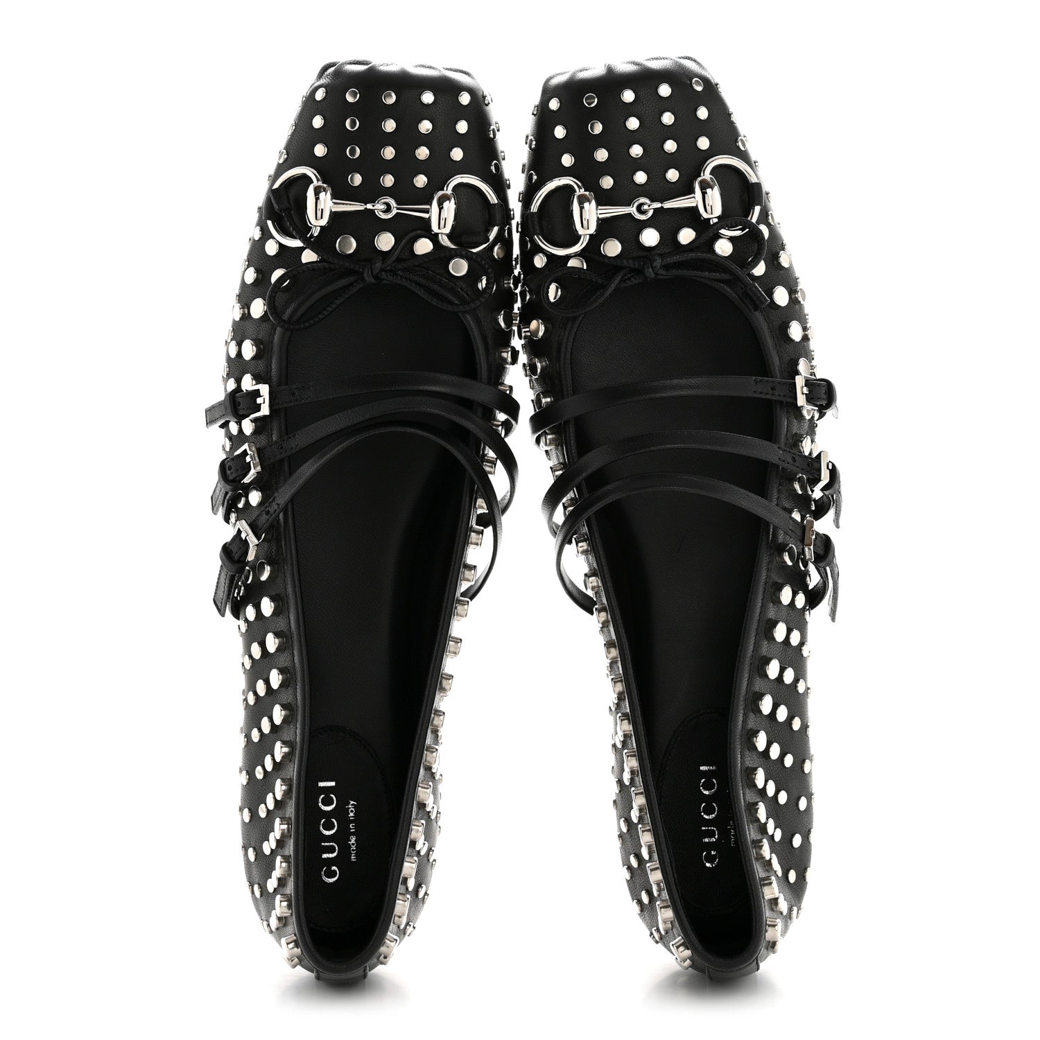 NAPPA CARMAQUE STUDDED HORSEBIT BALLET FLATS BLACK