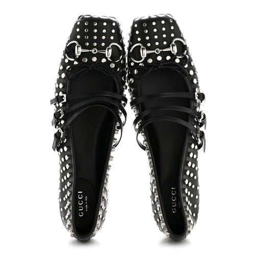 NAPPA CARMAQUE STUDDED HORSEBIT BALLET FLATS BLACK