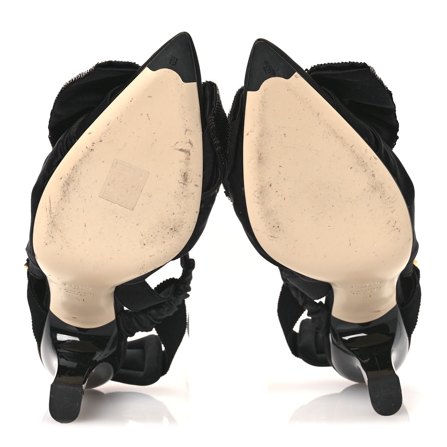 SATIN SEQUIN BOW 85MM SLINGBACK PUMPS BLACK