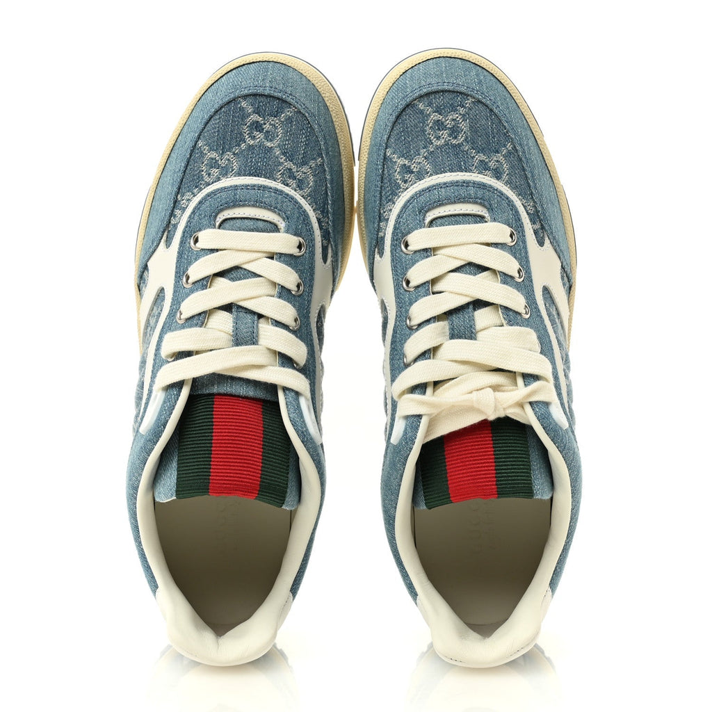 NEW DENIM DELAVE GG MONOGRAM WOMENS RE-WEB SNEAKERS LIGHT BLUE ROYALE