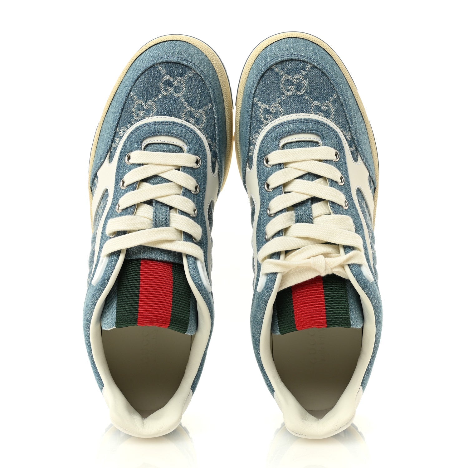 NEW DENIM DELAVE GG MONOGRAM WOMENS RE-WEB SNEAKERS LIGHT BLUE ROYALE