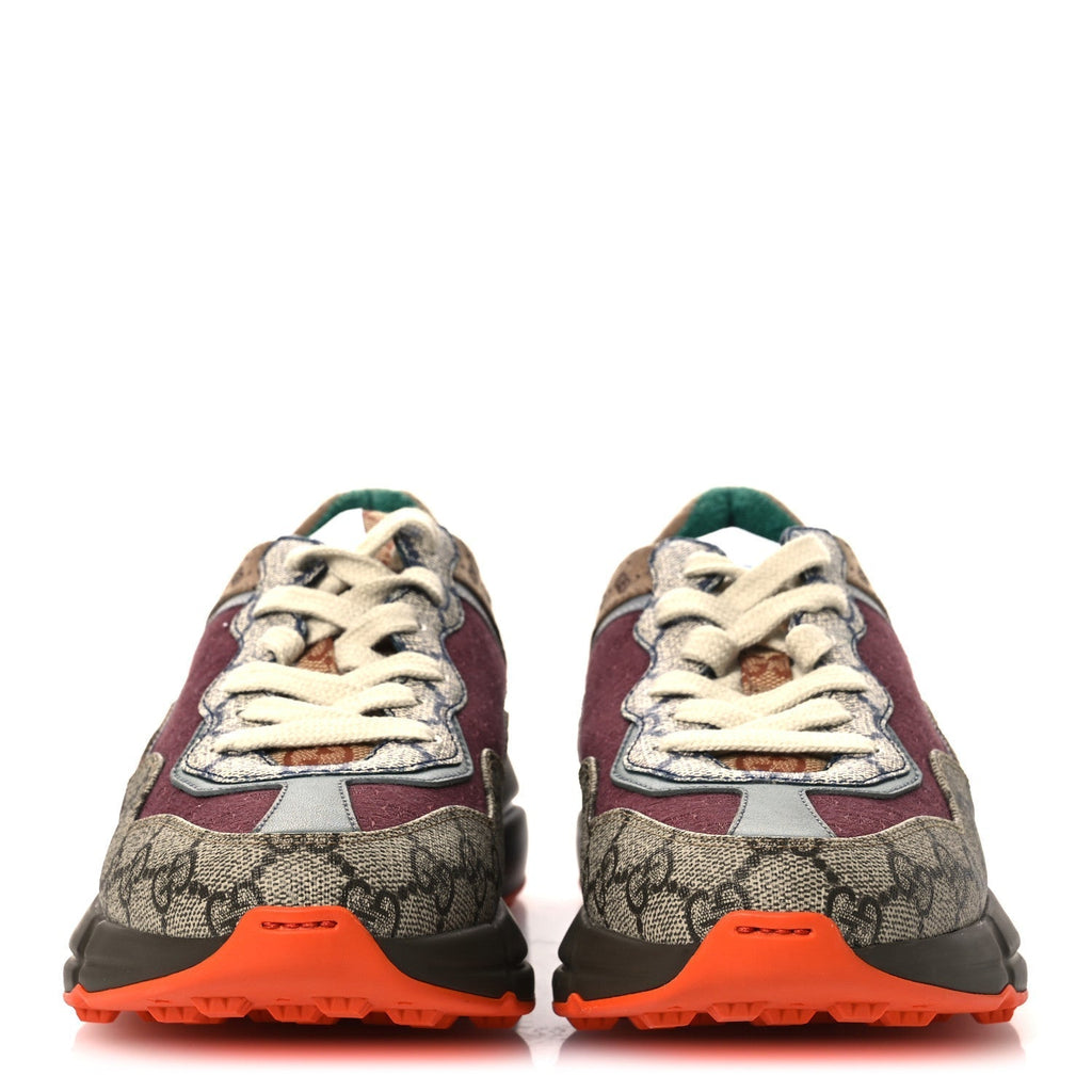 GG SUPREME MONOGRAM MIX MONOGRAM WOMENS RHYTON SNEAKERS BORDEAUX BEIGE EBONY