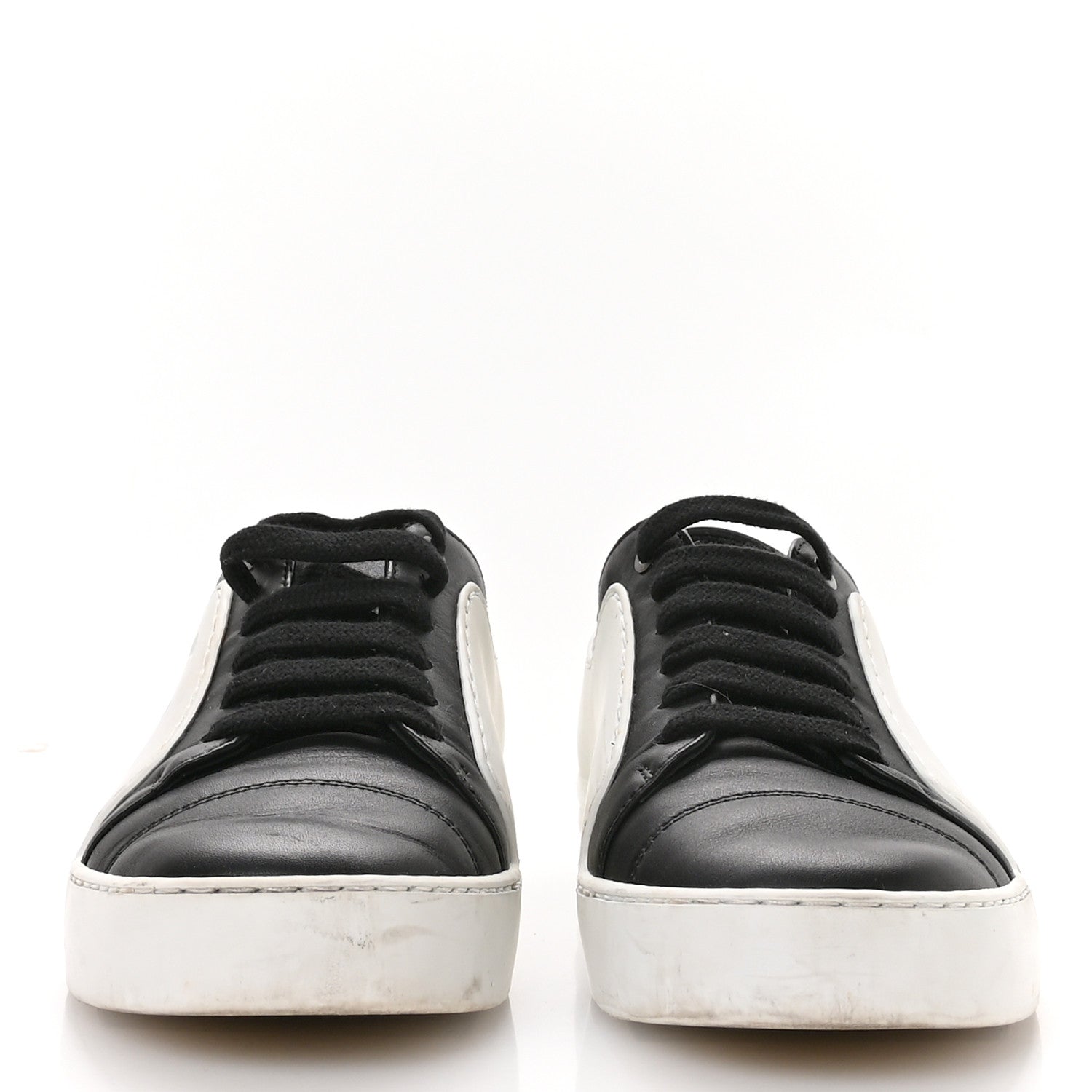 CALFSKIN WOMENS CC SNEAKERS BLACK WHITE