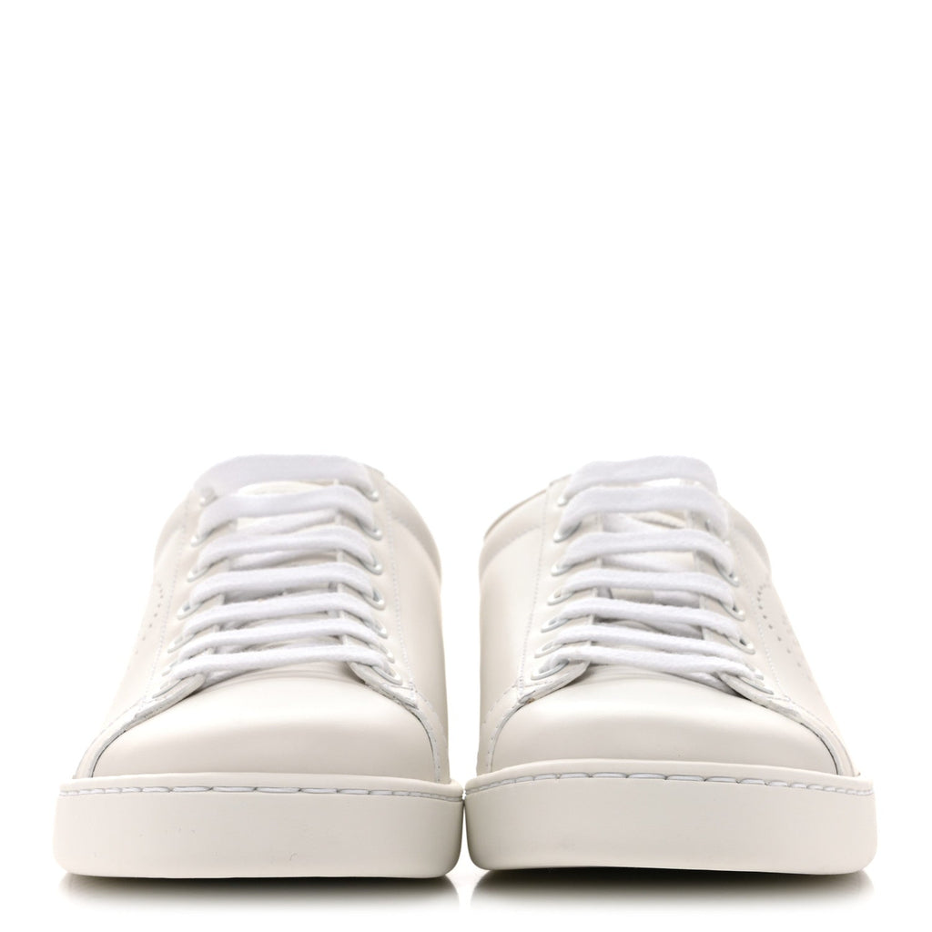 CALFSKIN INTERLOCKING G PERFORATED WOMENS ACE SNEAKERS WHITE GREY SKY