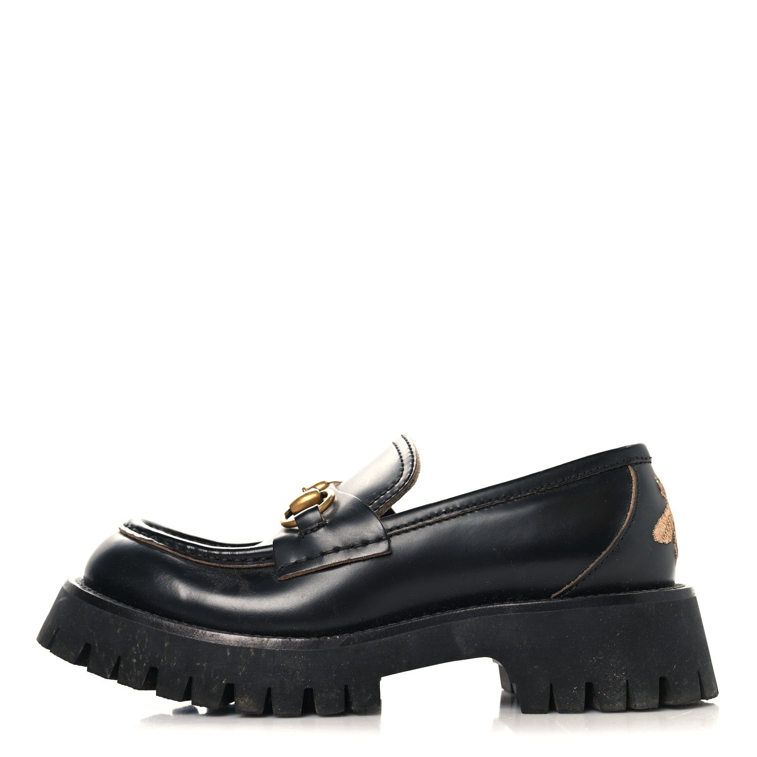CORDOVAN LUX WOMENS HARALD HORSEBIT 25MM PLATFORM LOAFERS BLACK