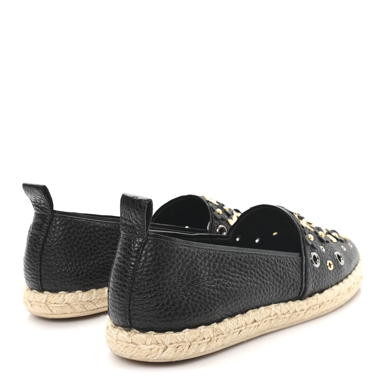 CALFSKIN TROPICAL BLOOM ESPADRILLE FLAT BLACK