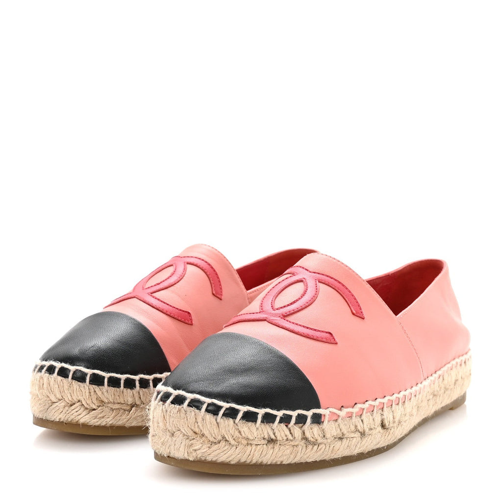 LAMBSKIN CC ESPADRILLES PINK RED BLACK