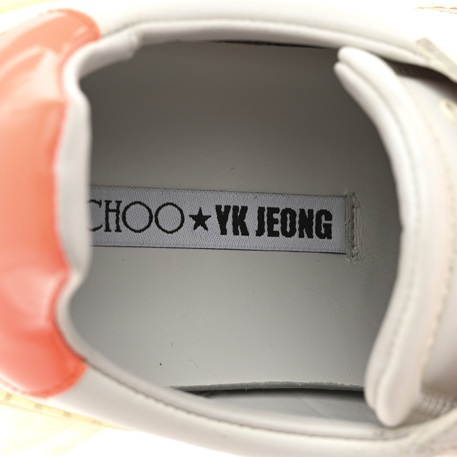 X JK JEONG CALFSKIN PATENT WOMENS DIAMOND LOW TOP SNEAKER WHITE ORANGE
