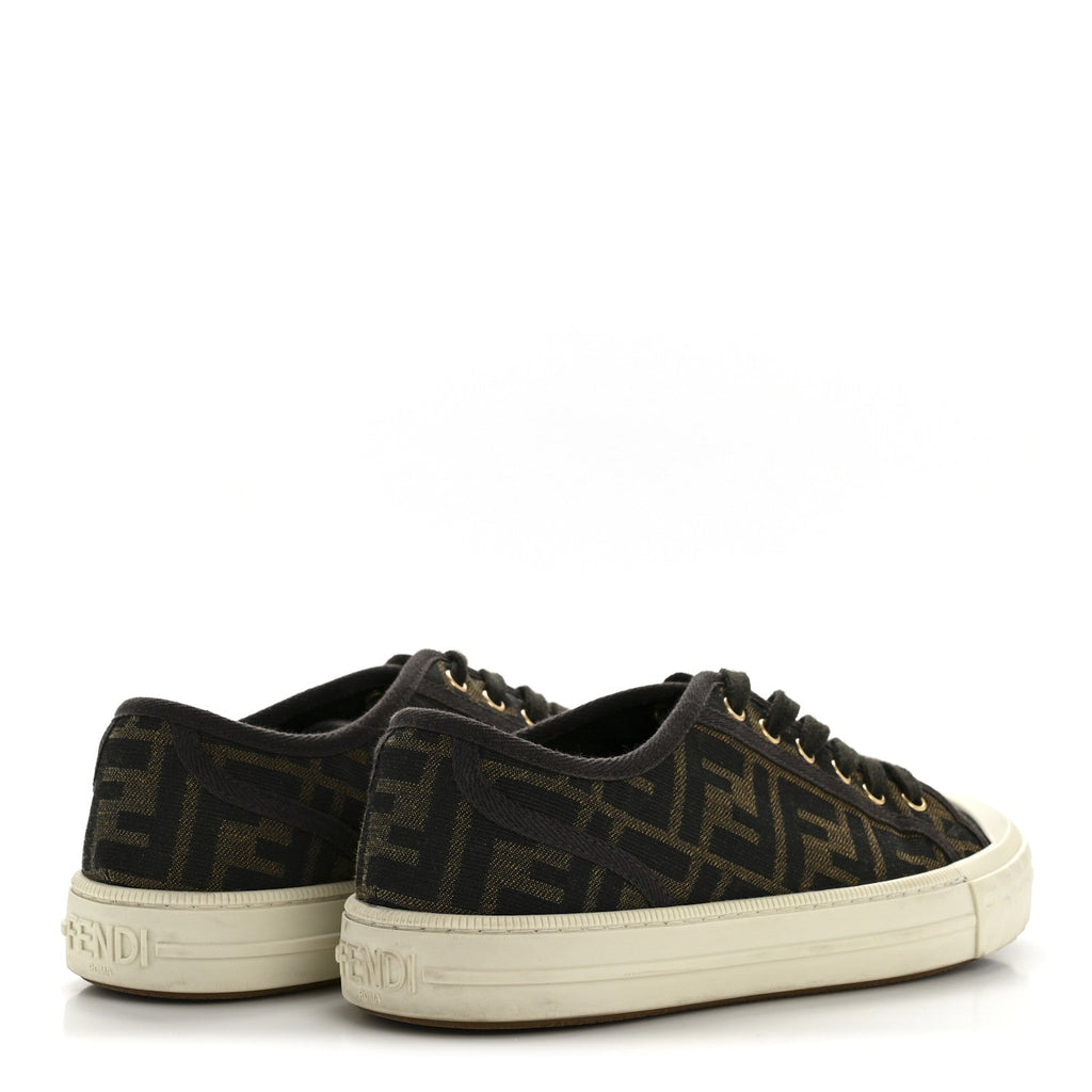 FABRIC JACQUARD FF WOMENS DOMINO LOW TOP SNEAKERS TOBACCO