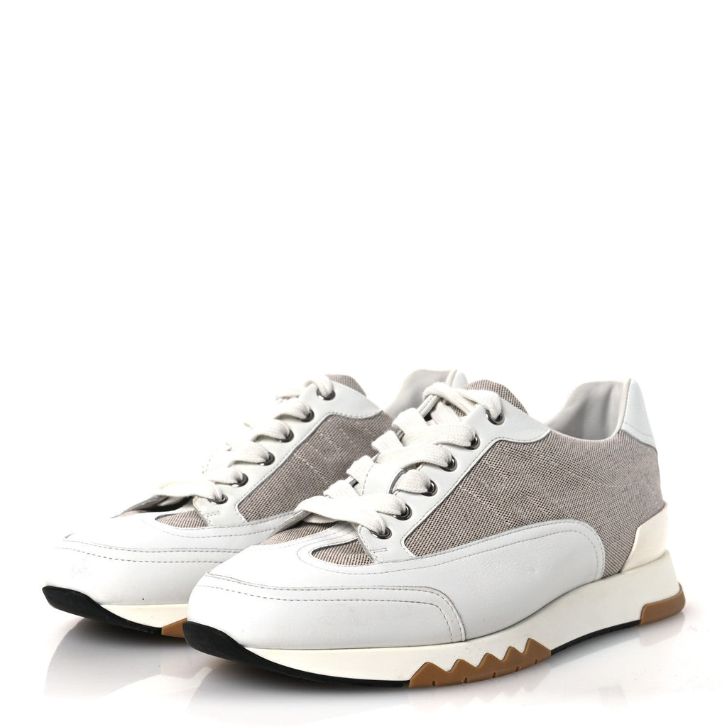 CANVAS CALFSKIN MENS TRAIL SNEAKERS PRUNOIR WHITE