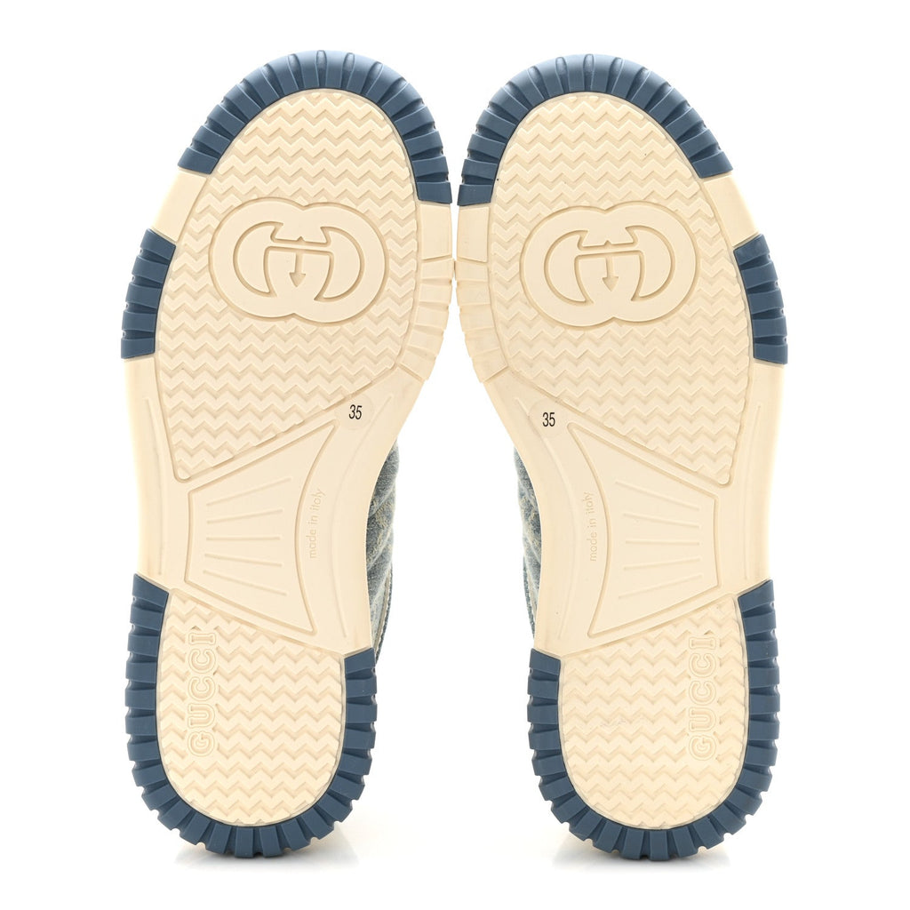 DENIM GG MONOGRAM WOMENS RE-WEB SNEAKERS LIGHT BLUE