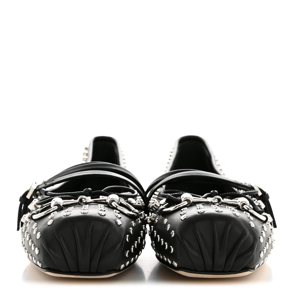 NAPPA CARMAQUE STUDDED HORSEBIT BALLET FLATS BLACK