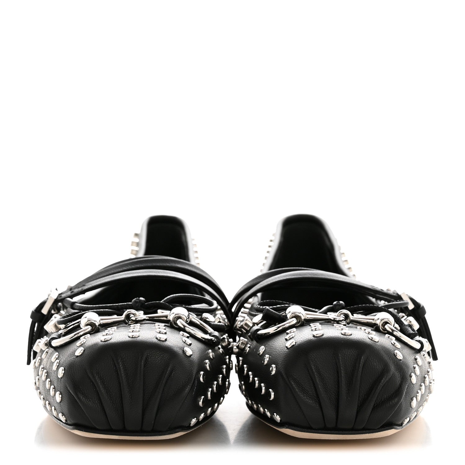 NAPPA CARMAQUE STUDDED HORSEBIT BALLET FLATS BLACK