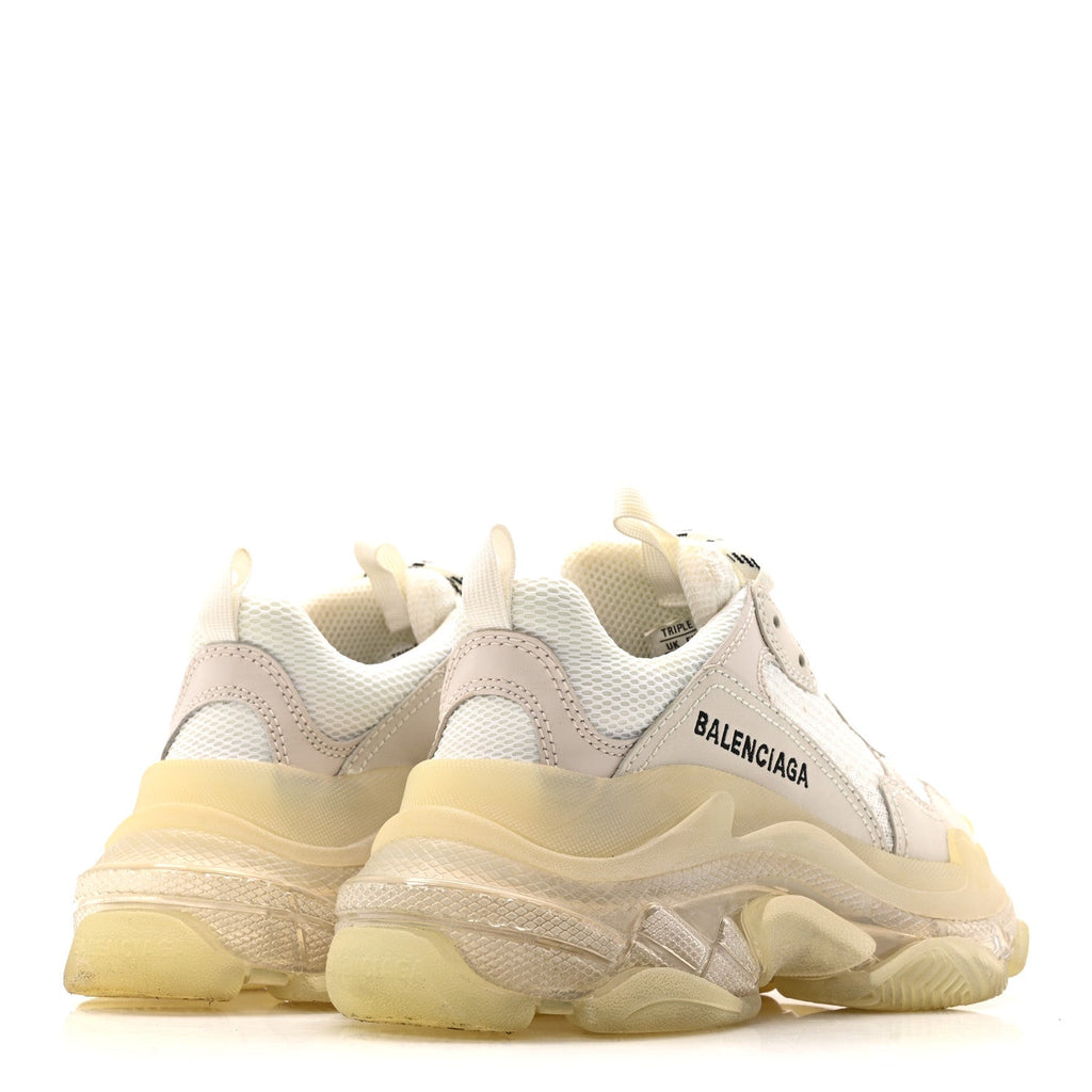 FABRIC MESH CLEAR SOLE WOMENS TRIPLE S SNEAKERS HONEYCOMB WHITE