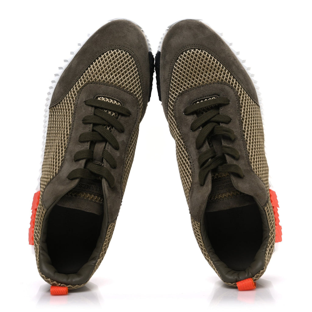AIR MESH SUEDE GOATSKIN MENS BOUNCING SNEAKERS VERT TOUNDRA