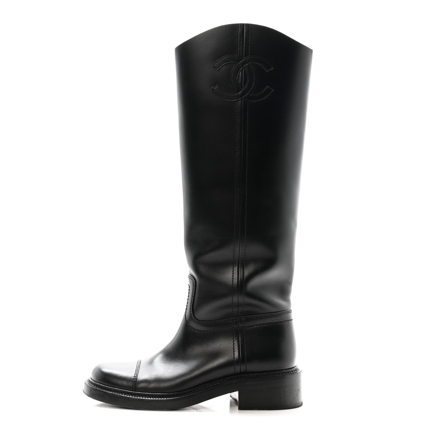 CALFSKIN CAP TOE CC RIDING BOOTS BLACK