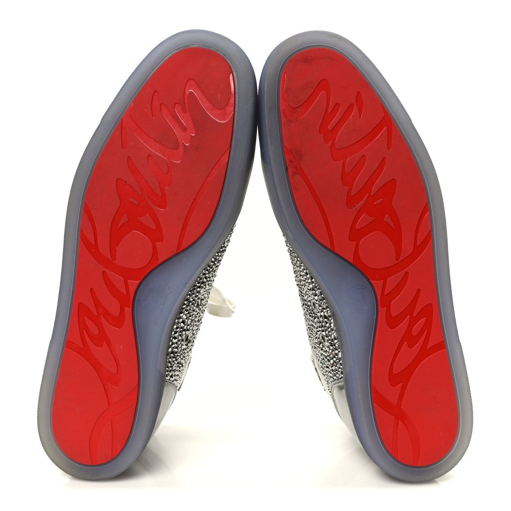 LAMINATED NAPPA FROZEN STRASS MENS LOUIS ORLATO FLAT SNEAKERS SILVER