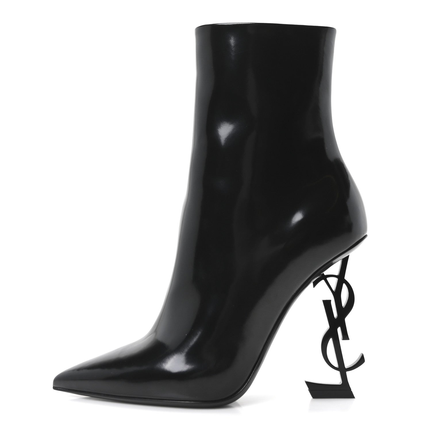 GLAZED CALFSKIN OPYUM ANKLE BOOTS BLACK