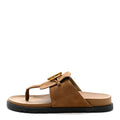 SUEDE GOATSKIN WOMENS JOYCE SANDALS BRUN FUME