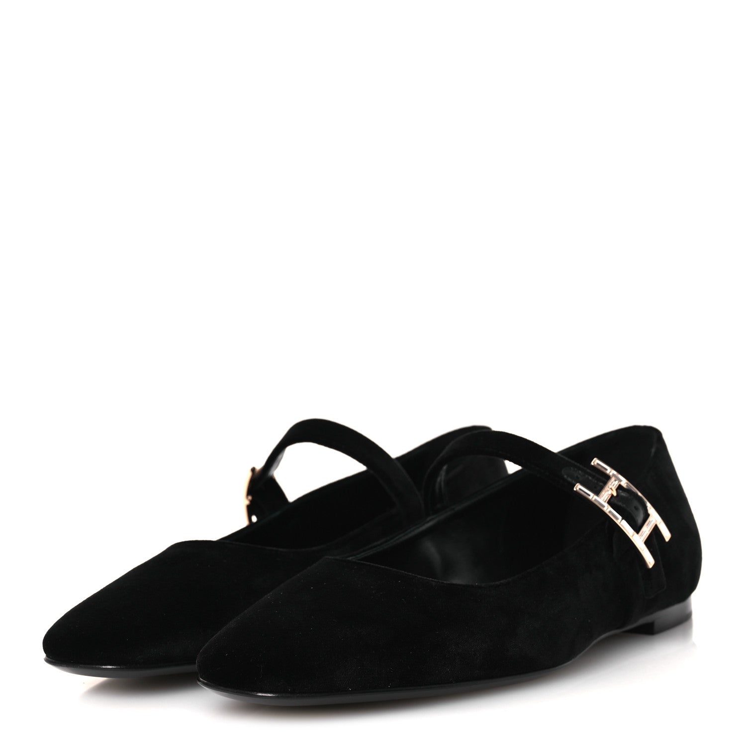 VELVET CRYSTAL JANE BALLET FLATS BLACK