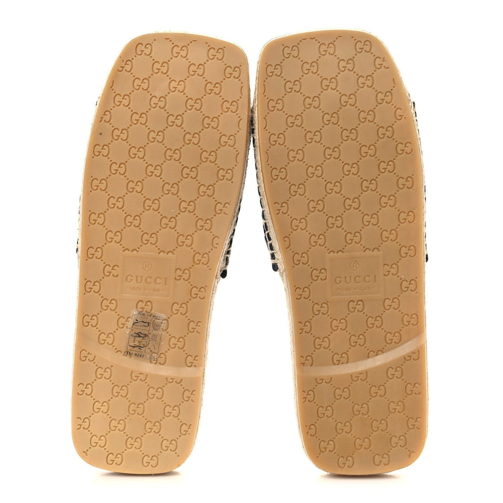 MACROCHET RAFFIA LOGO FLAT SLIDE ESPADRILLE SANDALS BLUE GREAT WHITE