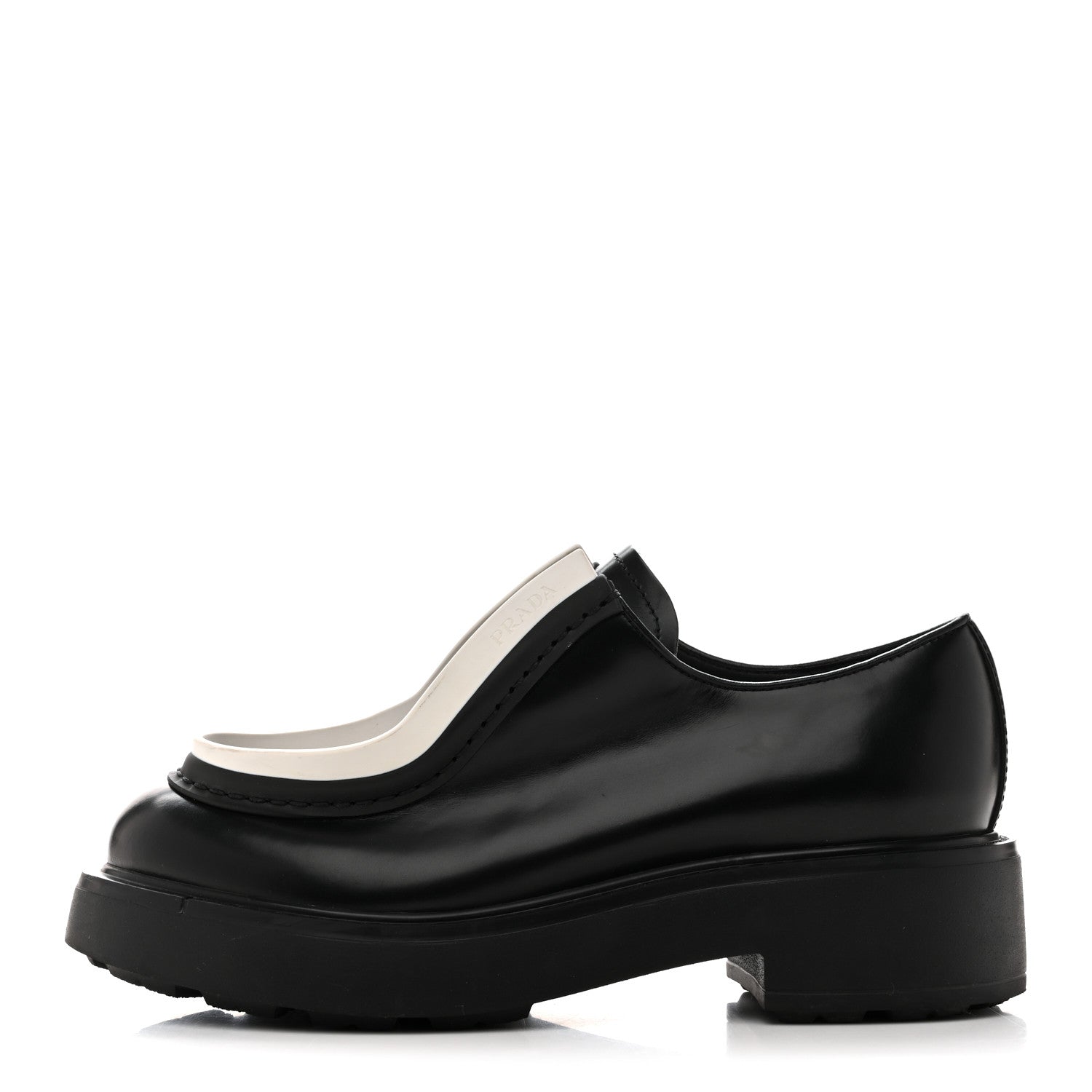 SPAZZOLATO ROIS MONOLITH 55MM DERBY LOAFERS BLACK WHITE