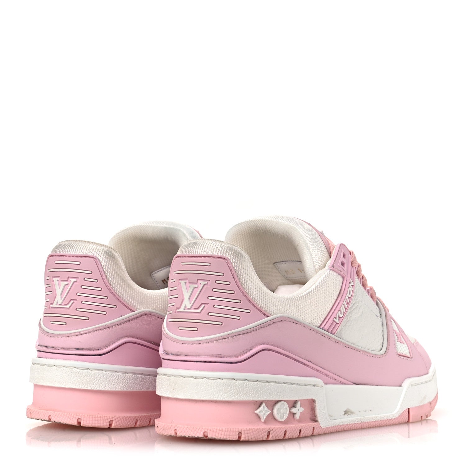 CALFSKIN MONOGRAM WOMENS LV TRAINER SNEAKERS LIGHT PINK