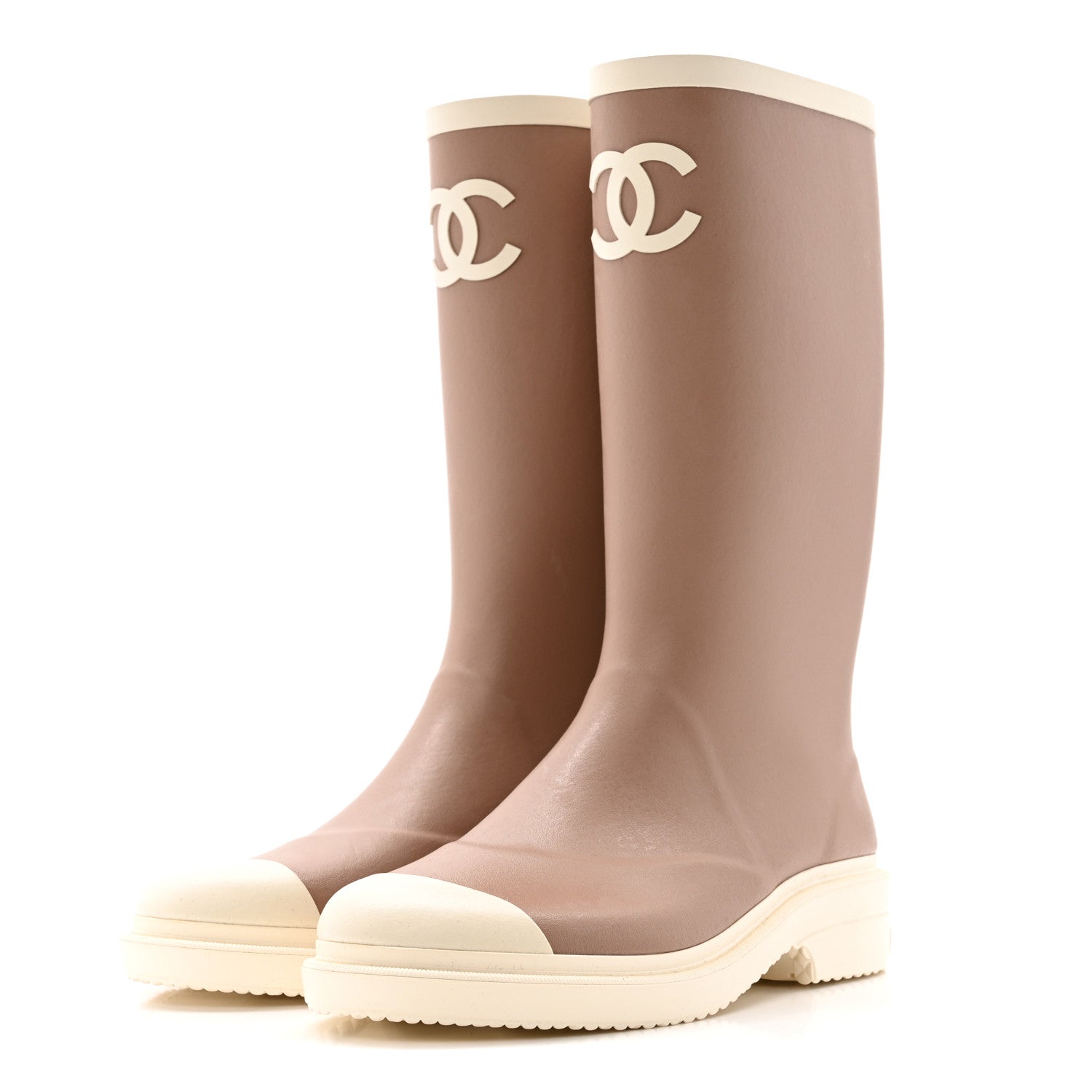 CAOUTCHOUK CC HIGH BOOTS BEIGE WHITE