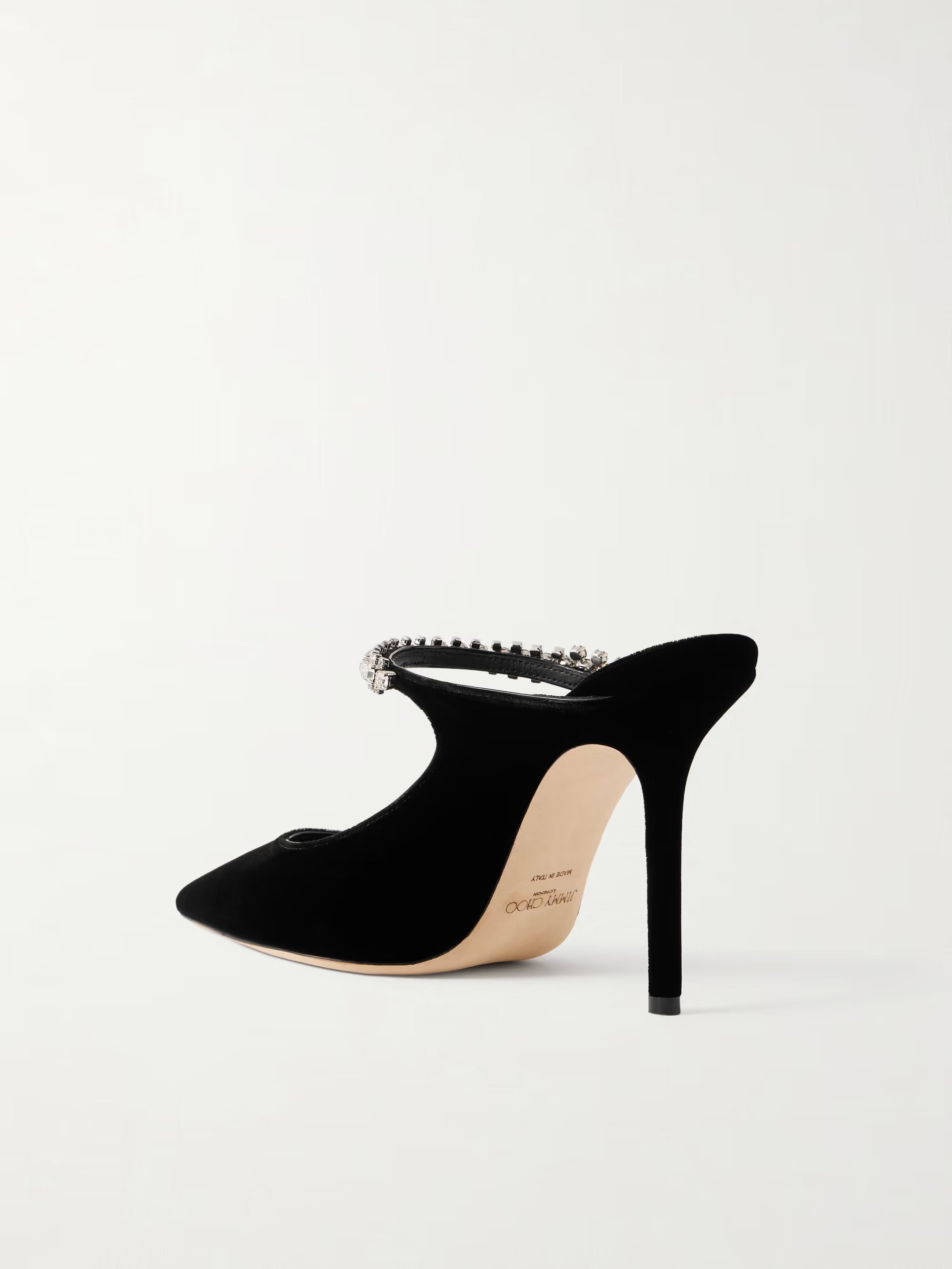 JIMMY CHOO BING 100 CRYSTAL-EMBELLISHED VELVET PUMPS