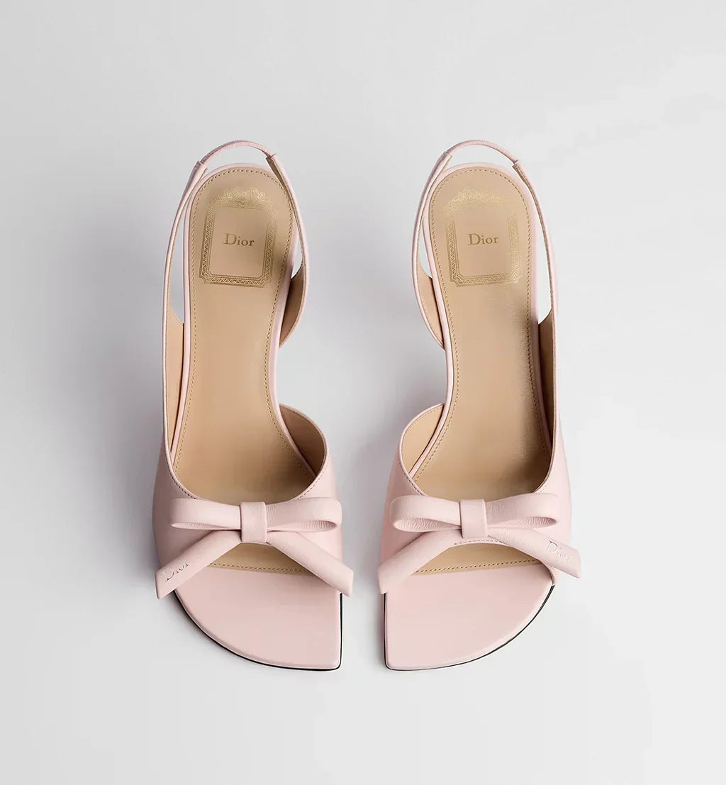 DIOR BOW HEELED SLINGBACK SANDAL PINK