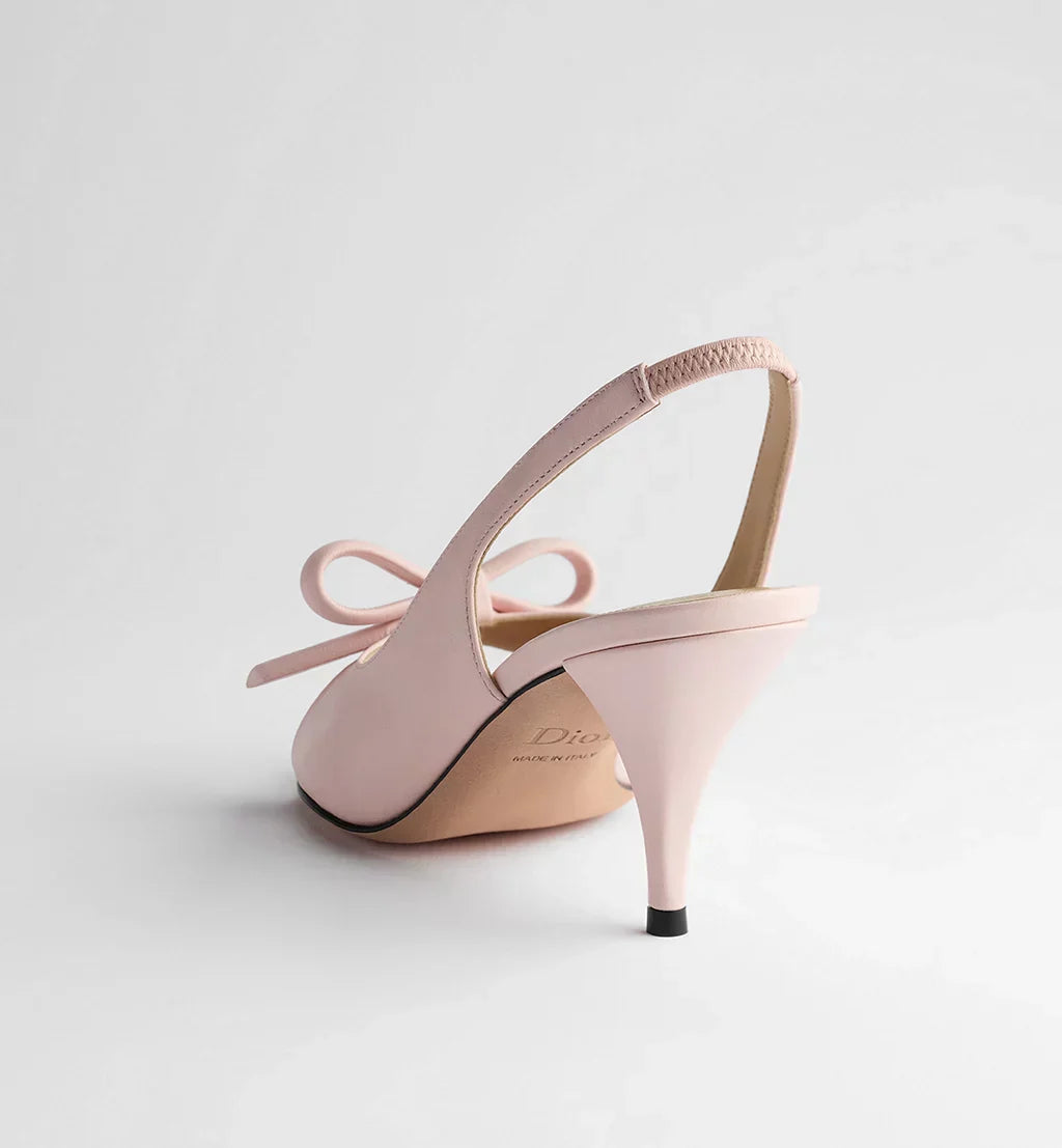 DIOR BOW HEELED SLINGBACK SANDAL PINK