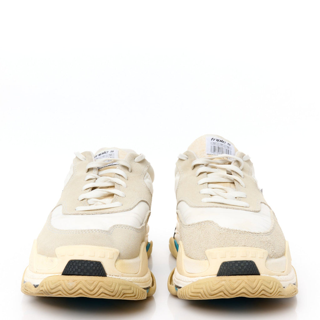 NYLON SUEDE MENS TRIPLE S 2.0 SNEAKERS WHITE GREY BLUE