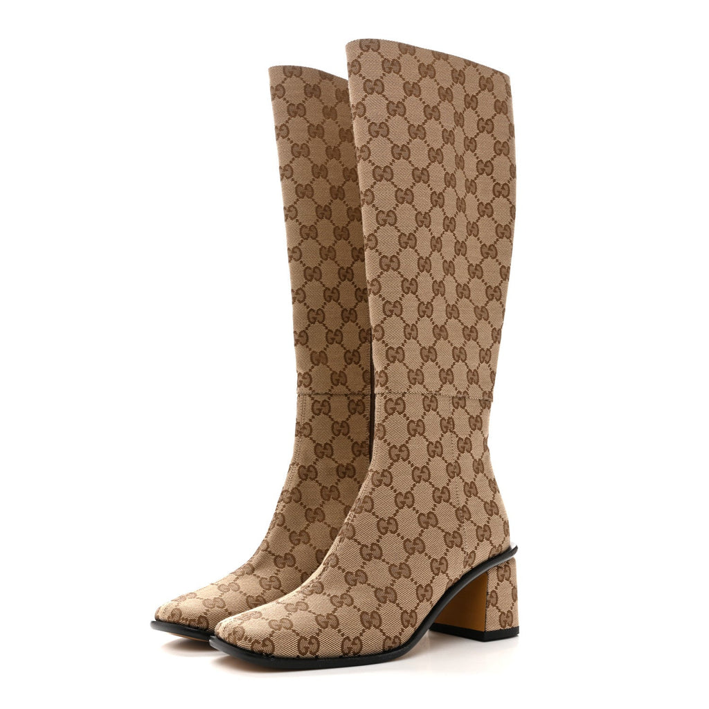 GG SUPREME KNEE HIGH BOOTS BEIGE EBONY NEW ACERO