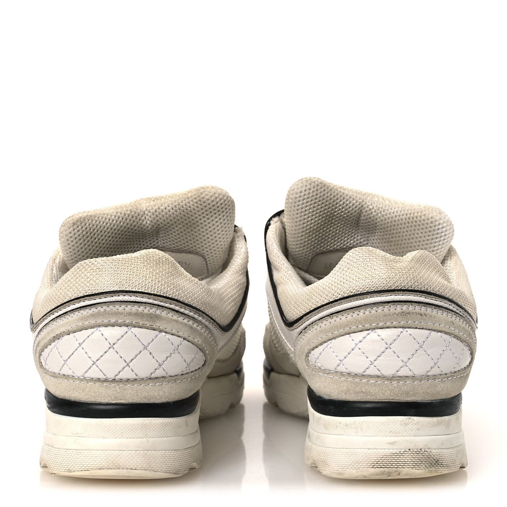 MESH SUEDE CALFSKIN GROSGRAIN WOMENS CC SNEAKERS WHITE BLACK