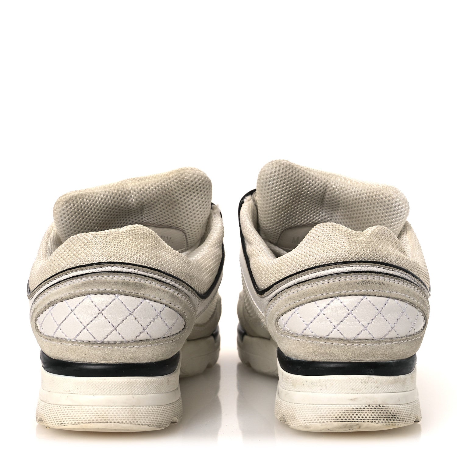 MESH SUEDE CALFSKIN GROSGRAIN WOMENS CC SNEAKERS WHITE BLACK
