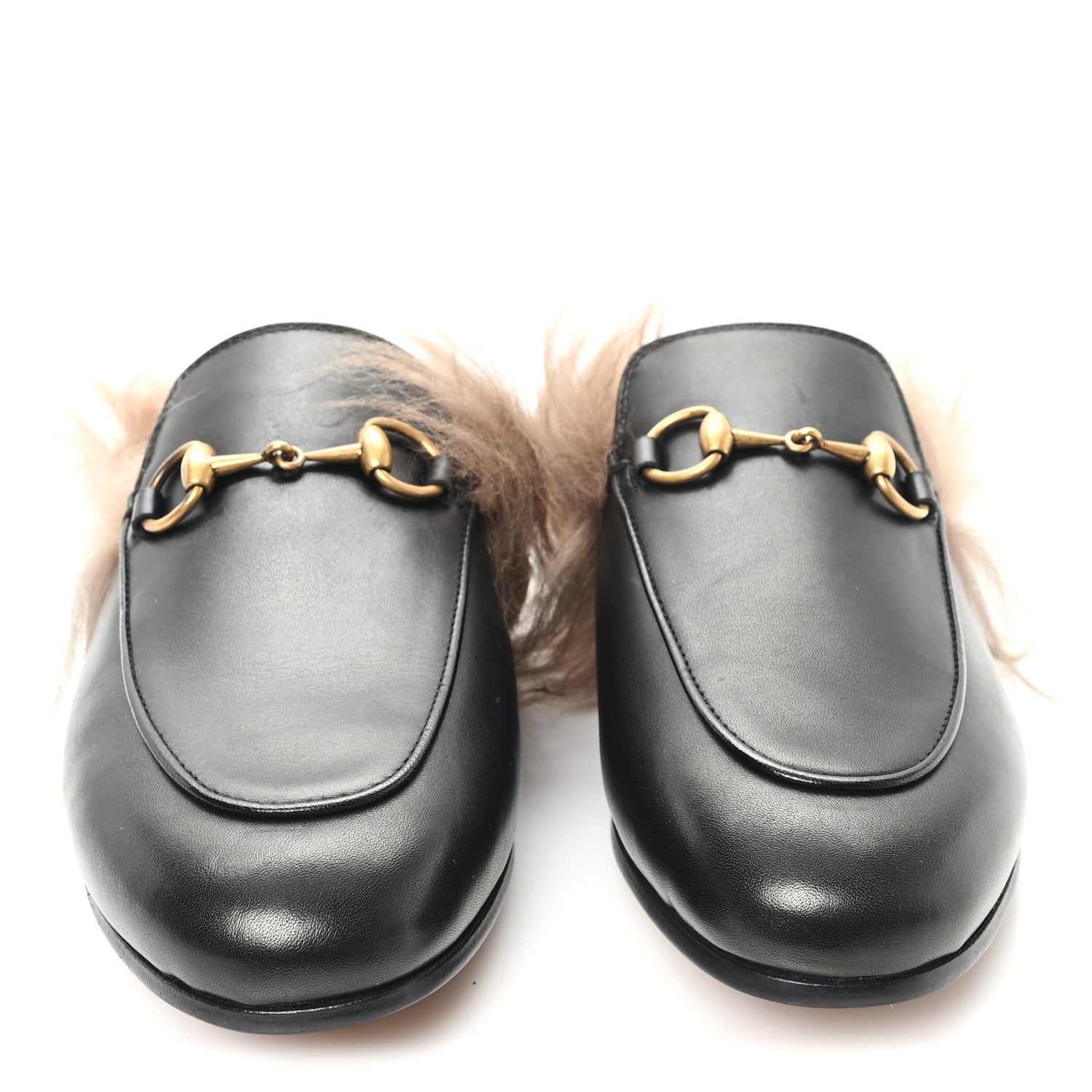 CALFSKIN FUR WOMENS PRINCETOWN SLIPPERS BLACK