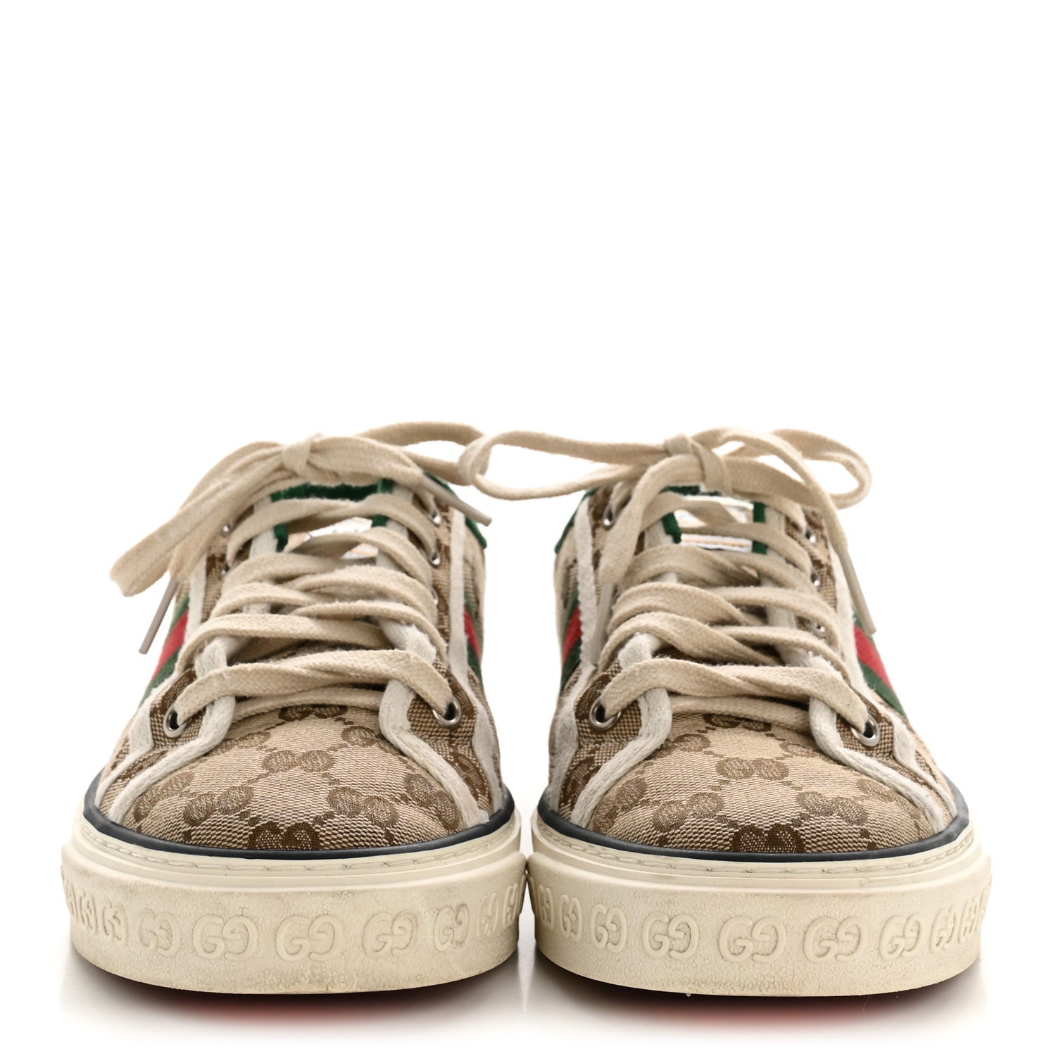 GG MONOGRAM WEB WOMENS 1977 TENNIS SNEAKERS BEIGE EBONY MYSTIC WHITE