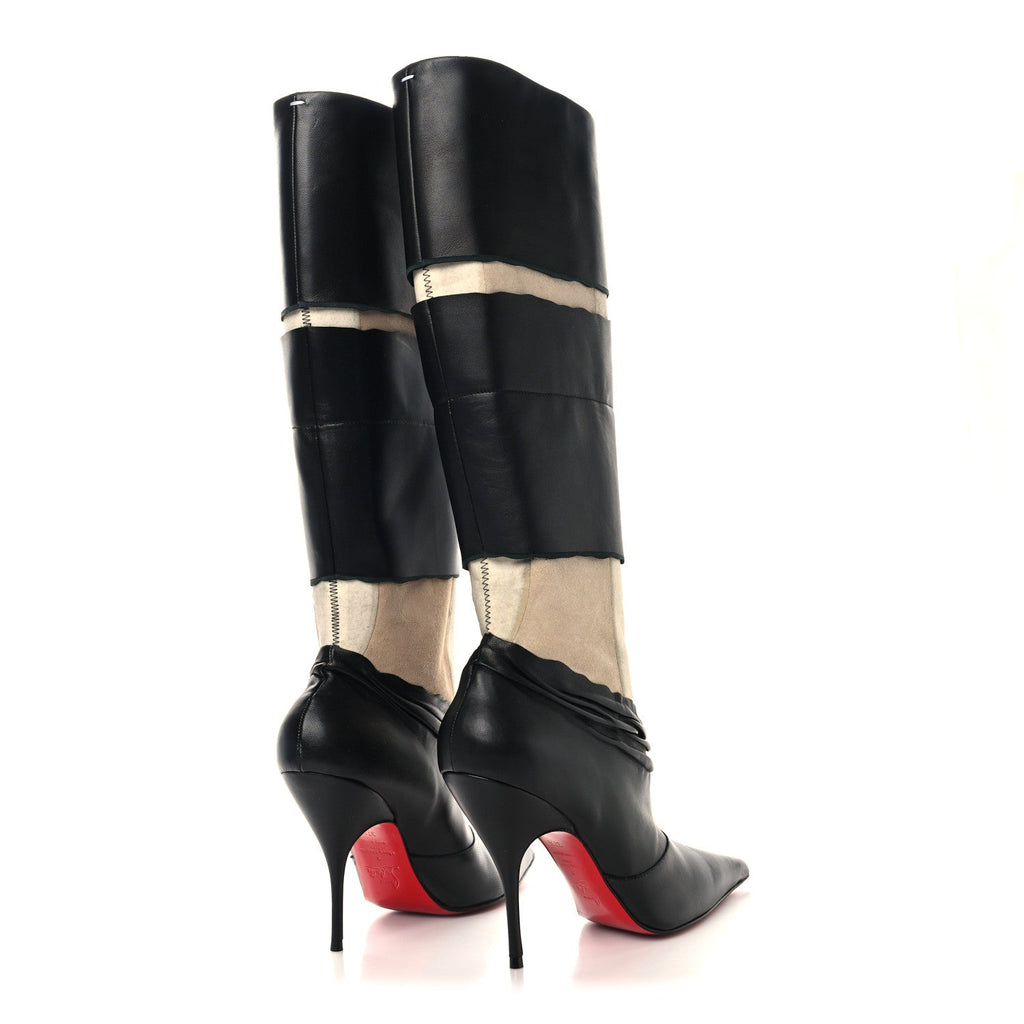 X MAISON MARGIELA NAPPA XRISMARTEEN 100 KNEE HIGH BOOTS BLACK