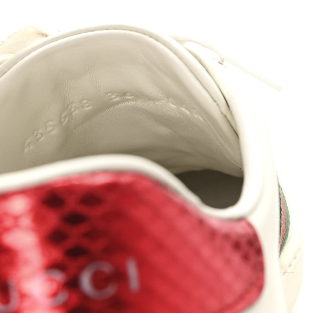 CALFSKIN WEB HEART EMBROIDERED WOMENS ACE SNEAKERS WHITE