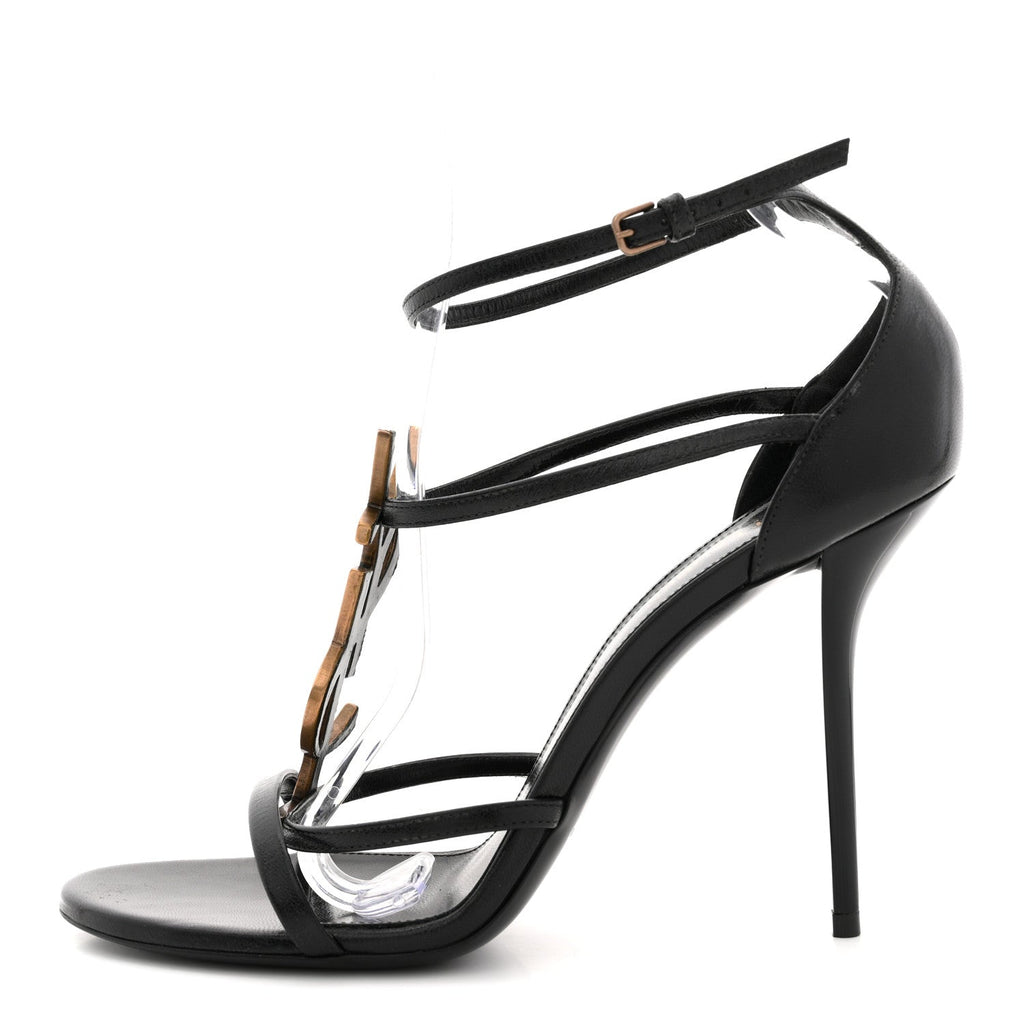 CALFSKIN CASSANDRA 100 ANKLE STRAP SANDALS BLACK