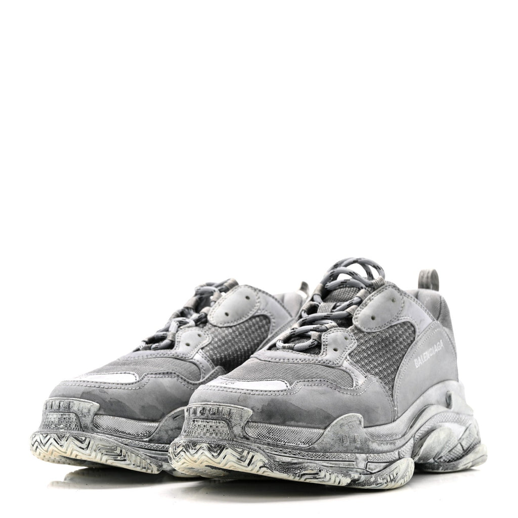 FABRIC MESH DYED MENS TRIPLE S SNEAKERS GREY