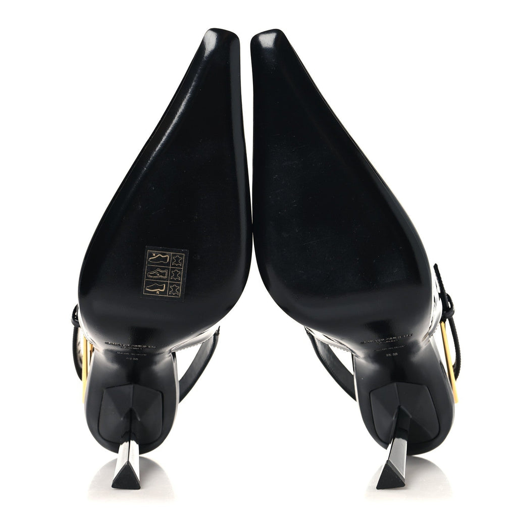 GLAZED CALFSKIN LEE SLINGBACK PUMPS BLACK