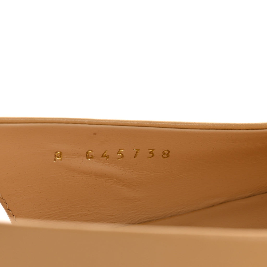GOATSKIN GROSGRAIN POINTED TOE CC SLINGBACK FLATS BEIGE BLACK