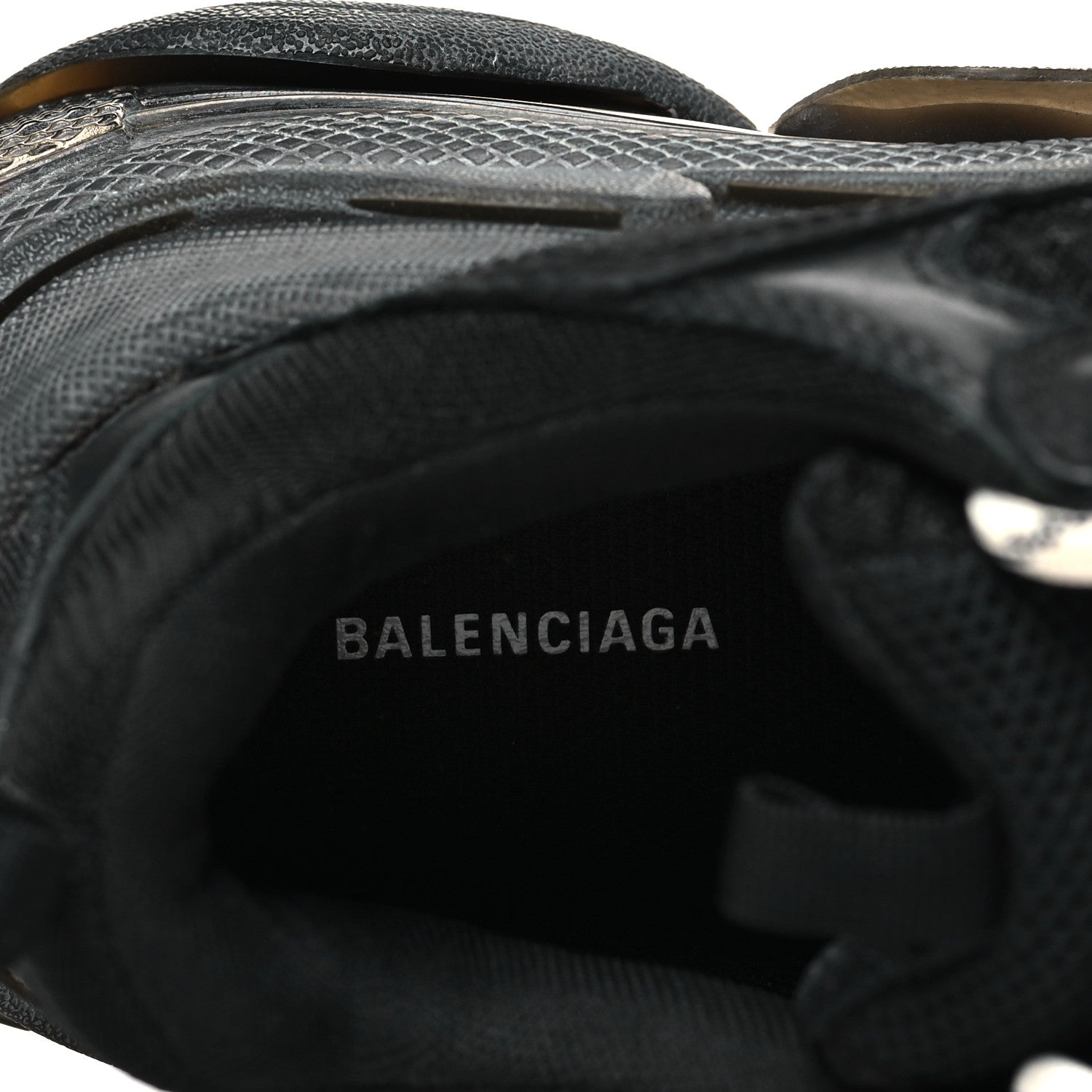 FABRIC MESH CLEAR SOLE WOMENS TRIPLE S SNEAKERS BLACK